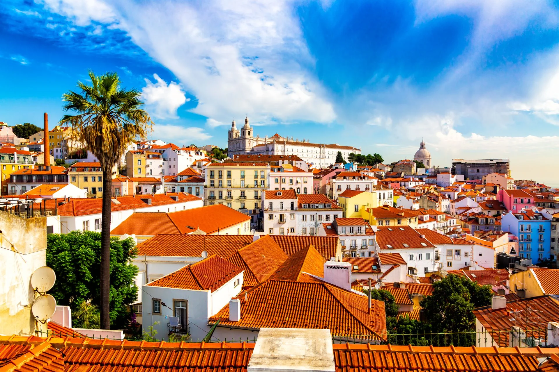 Alfama old town viewed from Miradouro das Portas do Sol viewpoint