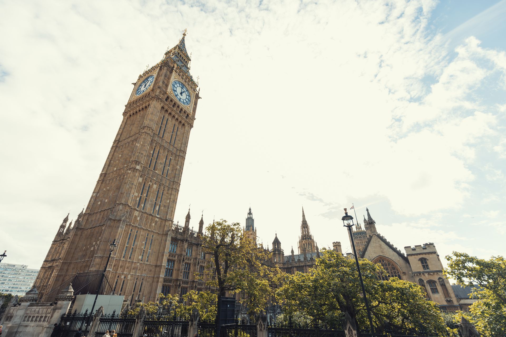 Big Ben and the Palace of Westminster in London on a sunny day