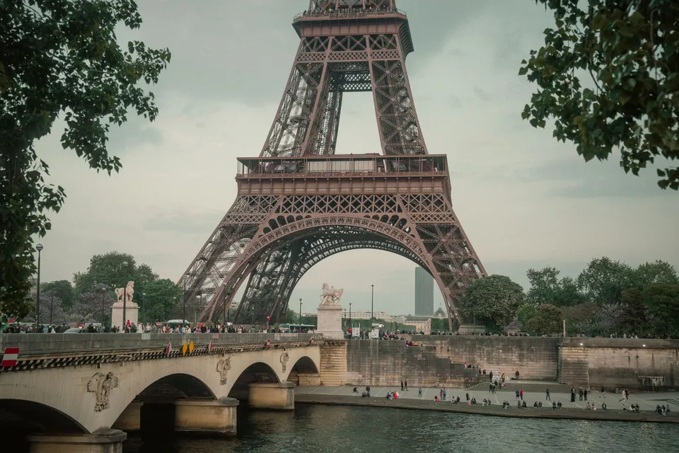 Eiffel Tower and Pont d'Iéna bridge in Paris