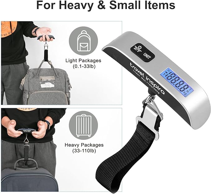 Moveable Digital Baggage Scale, 110 Kilos Capability, Journey Important with Battery!