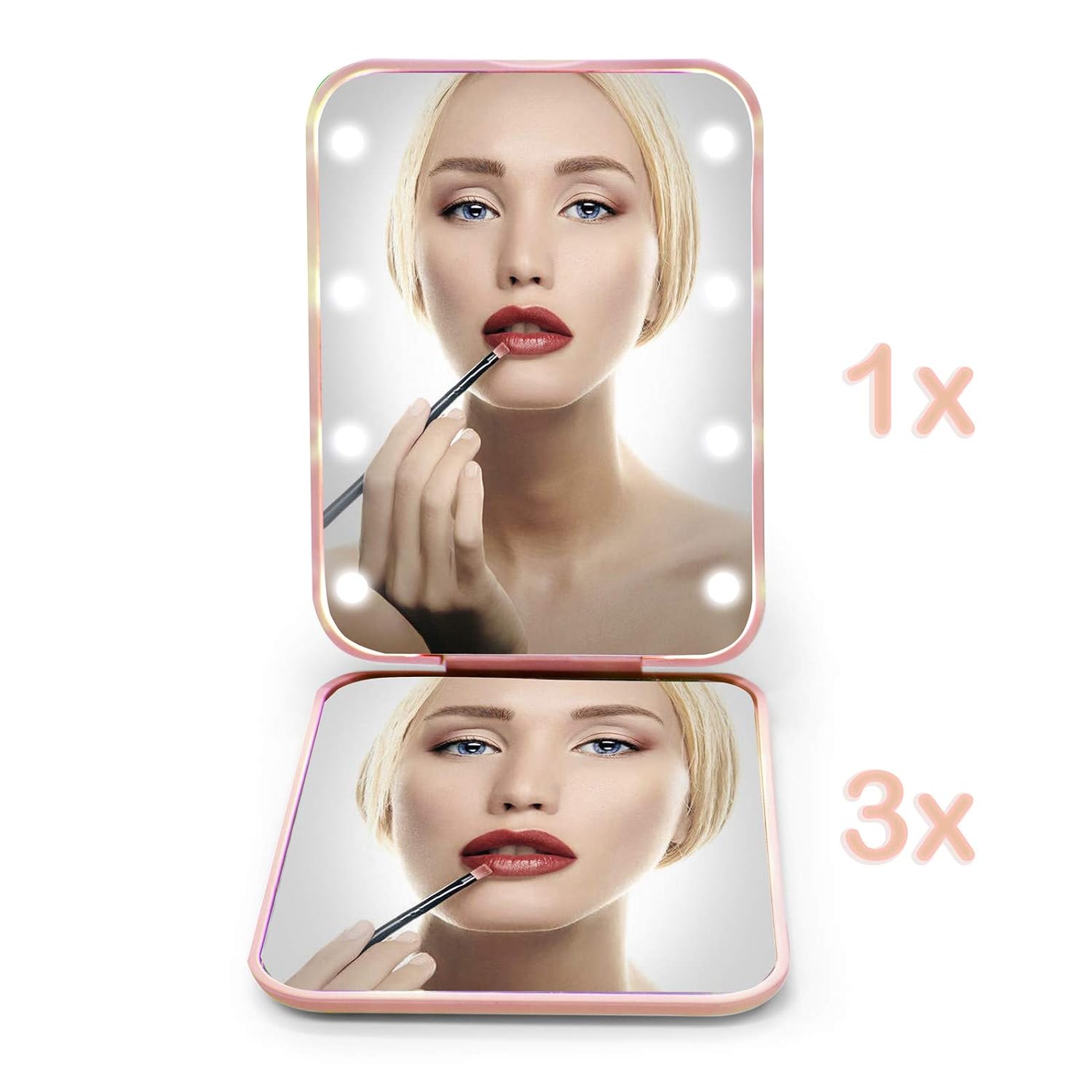 Compact LED Journey Make-up Mirror: Lighted Magnification for On-the-Go Glam!!